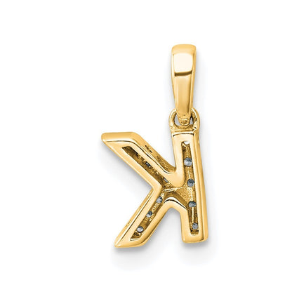 14k Yellow Gold Diamond Letter K Initial with Bail Pendant