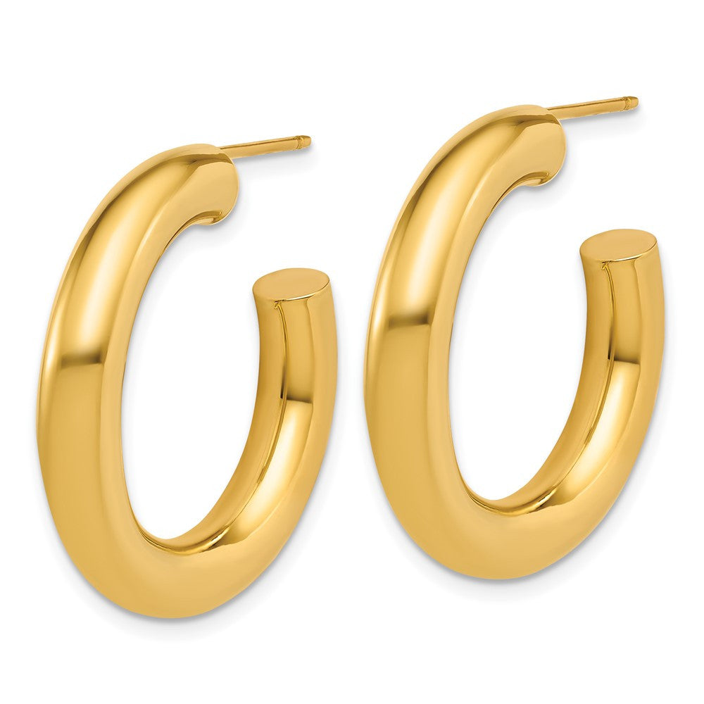 14k Yellow Gold Polished 5.0 x 30mm Tube C-Hoop Earrings