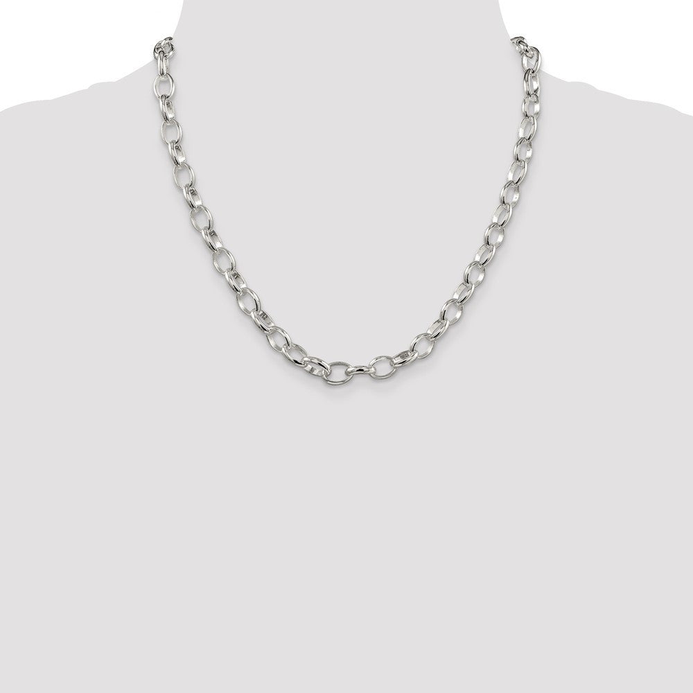 Sterling Silver 8mm Fancy Rolo Chain Necklace 20"