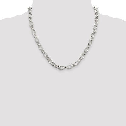 Sterling Silver 8mm Fancy Rolo Chain Necklace 20"