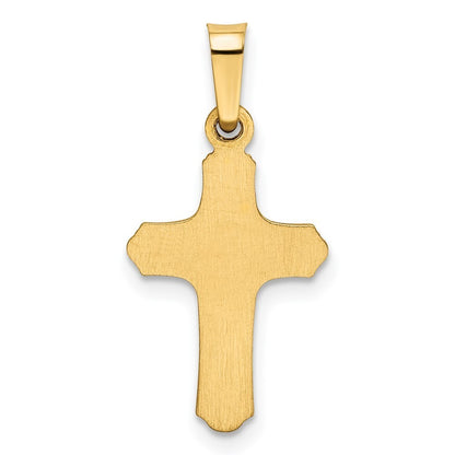 14k Yellow Gold Polished and Textured Cross Pendant