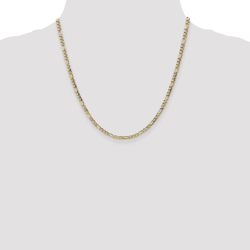 14k Yellow Gold 3.5mm Semi-Solid Figaro with Lobster Clasp Chain Necklace 20"