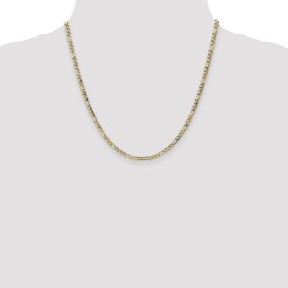 14k Yellow Gold 3.5mm Semi-Solid Figaro with Lobster Clasp Chain Necklace 20"