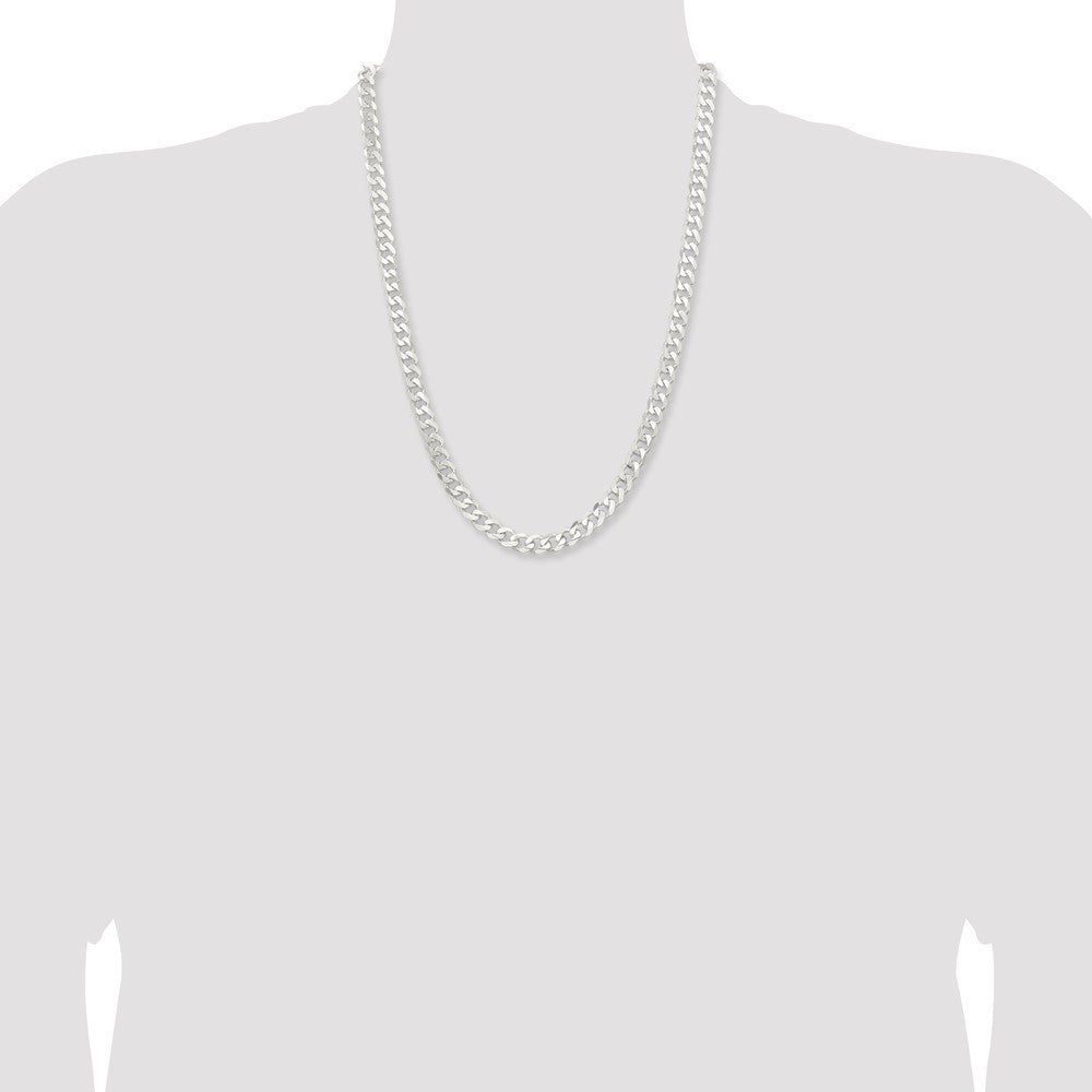 Sterling Silver 7.5mm Curb Chain Necklace 24"