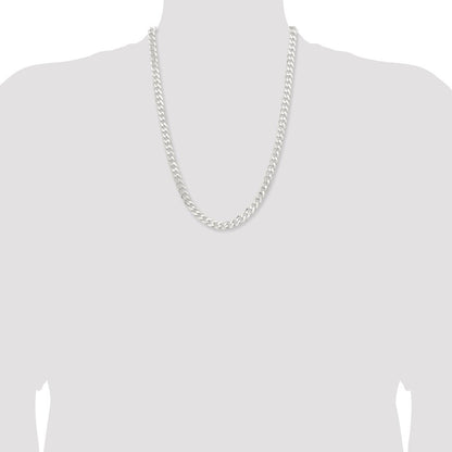 Sterling Silver 7.5mm Curb Chain Necklace 24"