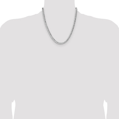 Sterling Silver 6.35mm Hammered Curb Chain Necklace 20"