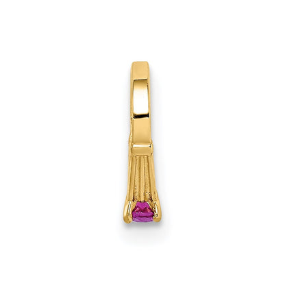 14k Yellow Gold 3D Ring with Dark Pink CZ Charm Pendant