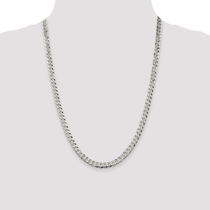 Sterling Silver 6mm Beveled Curb Chain Necklace 24"