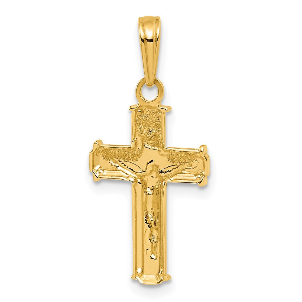 14k Yellow Gold Rhodium Polished Block INRI Crucifix Charm Pendant