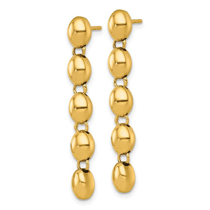 14k Yellow Gold Polished 5.25mm Round Fancy Beaded Dangle Earrings