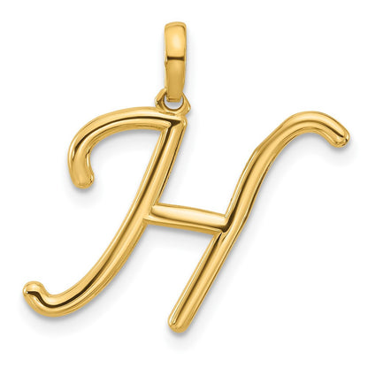 14k Yellow Gold Fancy Letter H Initial Pendant