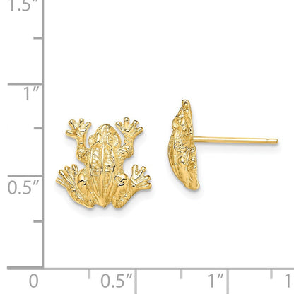 14k Yellow Gold 2-D Leap Frog Stud Earrings
