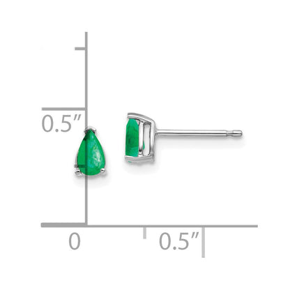 14k White Gold Emerald Stud Earrings