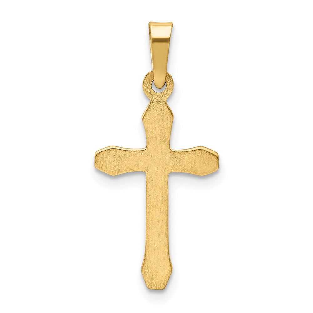 14k Yellow Gold Textured and Polished Latin Cross Pendant