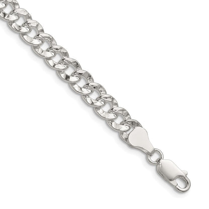 Sterling Silver 6.35mm Hammered Curb Chain Necklace 18"