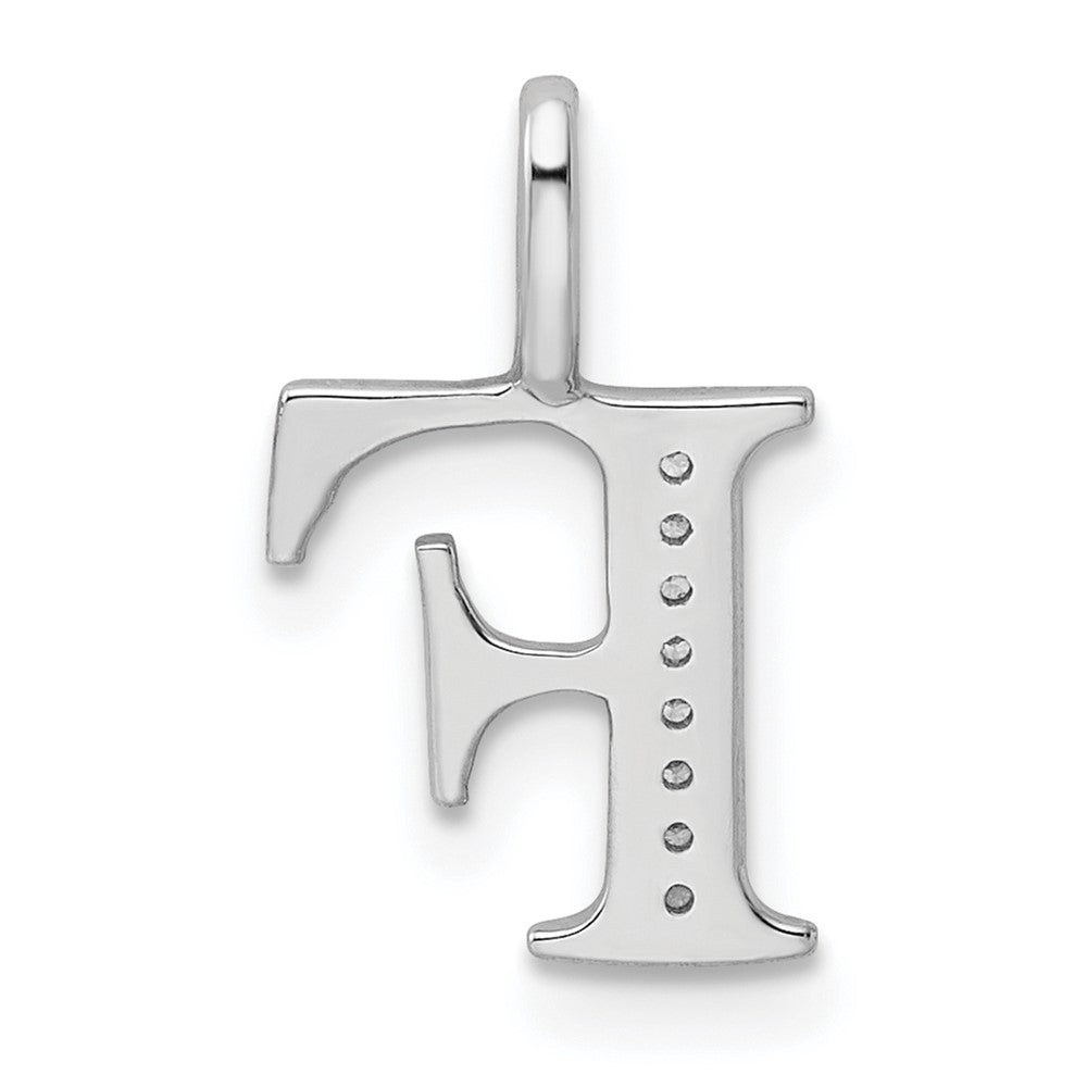 14k White Gold Diamond Letter F Initial Pendant