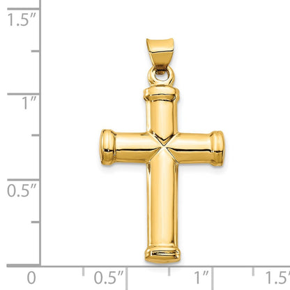 14k Yellow Gold Polished Stamping Cross Pendant