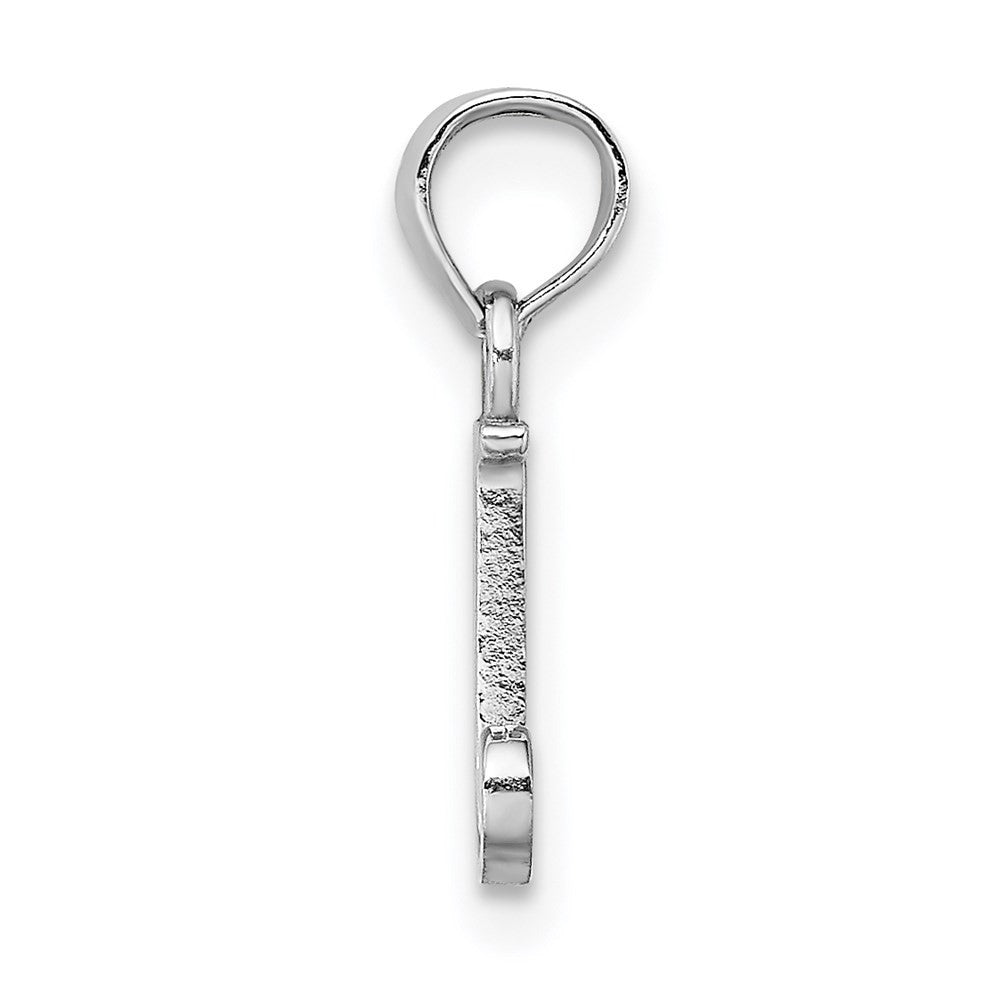 14k White Gold Polished Block Letter J Initial Pendant