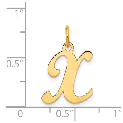 14k Yellow Gold Script Letter X Initial Charm Pendant