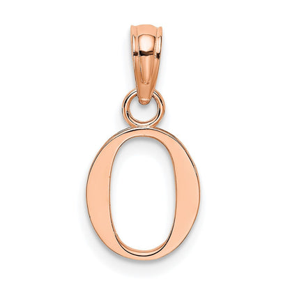 14K Rose Gold Polished Block Letter O Initial Pendant