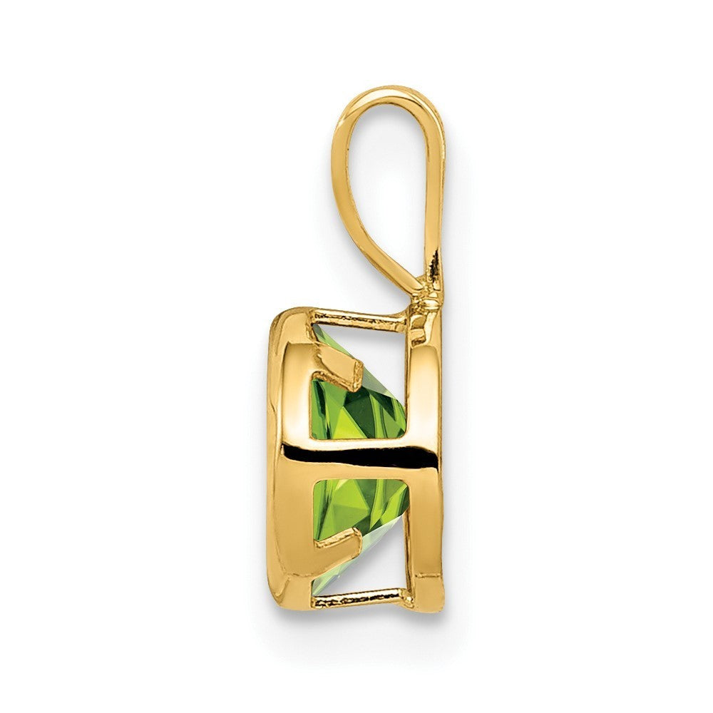 14k Yellow Gold 6mm Peridot bezel pendant
