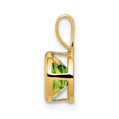 14k Yellow Gold 6mm Peridot bezel pendant