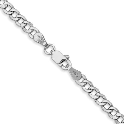 14K White Gold 3.35mm Semi-Solid Curb with Lobster Clasp Chain Necklace 26"