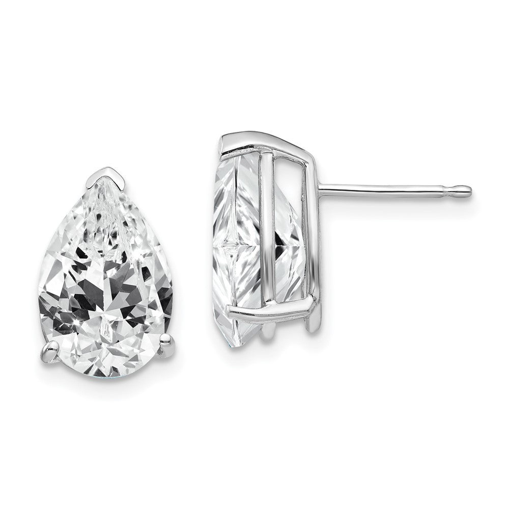 14k White Gold 12x8mm Pear Cubic Zirconia Stud Earrings