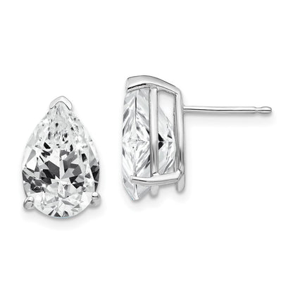 14k White Gold 12x8mm Pear Cubic Zirconia Stud Earrings