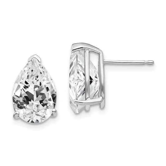 14k White Gold 12x8mm Pear Cubic Zirconia Stud Earrings