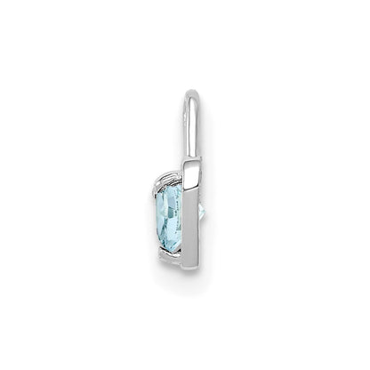 14k White Gold March Synthetic Birthstone Heart Charm Pendant