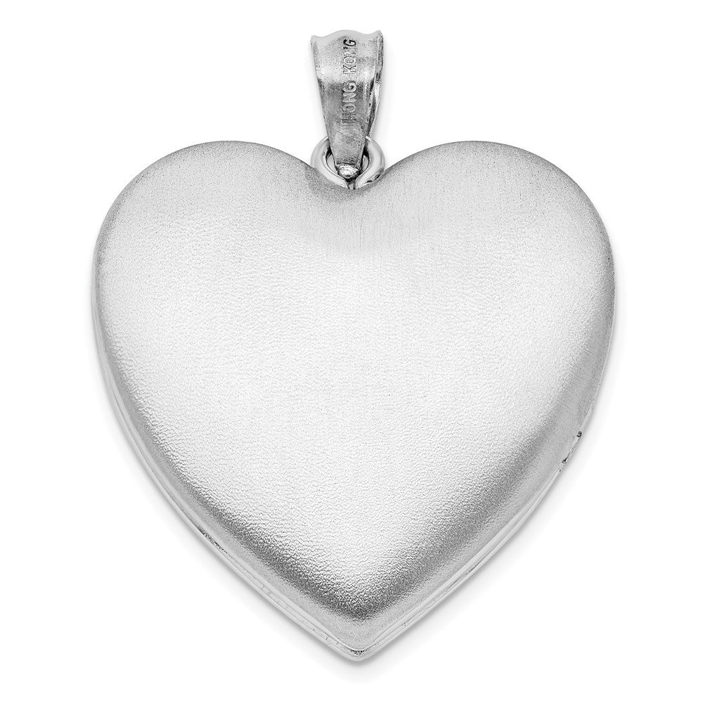 Sterling Silver Rhodium-plated 24mm Plain Ash Holder Heart Locket Pendant