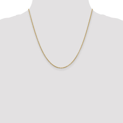 14k Yellow Gold 2mm Round Open Link Cable Chain Necklace 20"