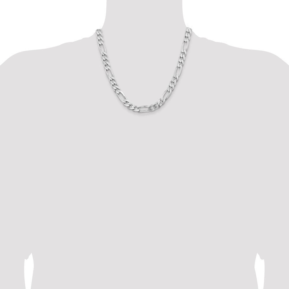 Sterling Silver Rhodium-plated 9mm Figaro Chain Necklace 20"