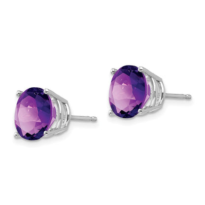 14k White Gold 9mm Amethyst Stud Earrings