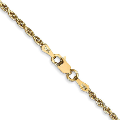 14k Yellow Gold Diamond-cut Quadruple Rope Lobster Clasp Chain Necklace 16"