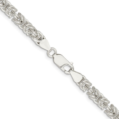 Sterling Silver 5.5mm Rounded Byzantine Chain Necklace 18"