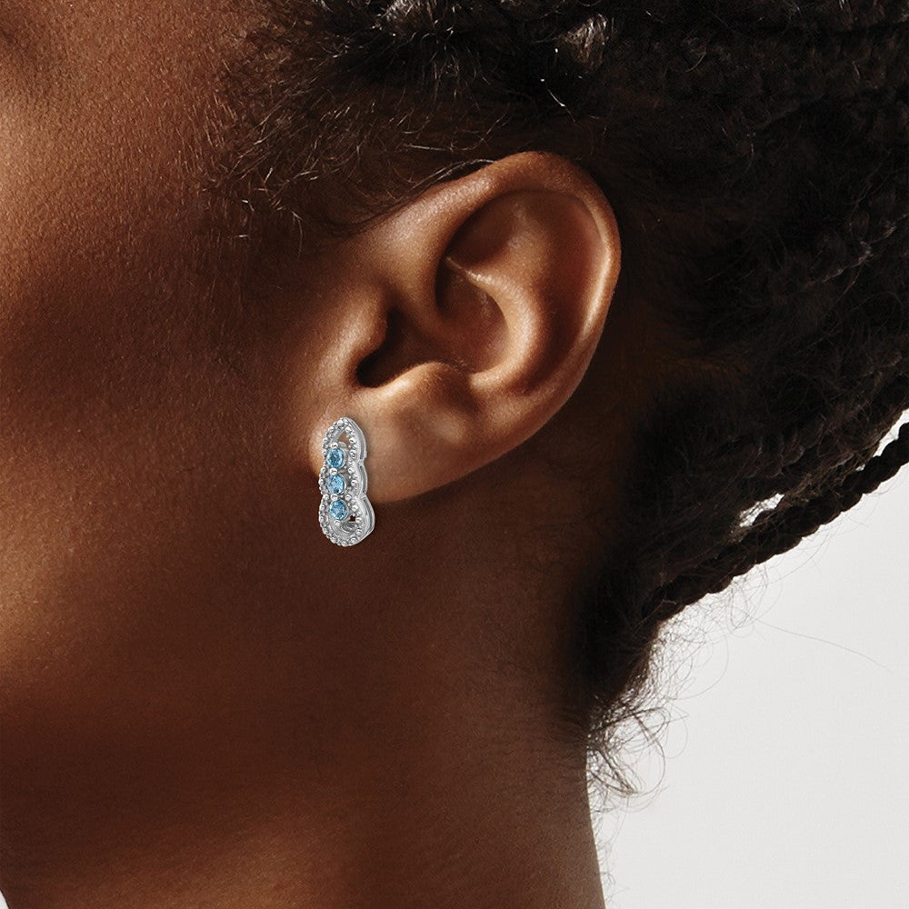Sterling Silver Rhodium-plated Light Swiss Blue Topaz Dangle Earrings