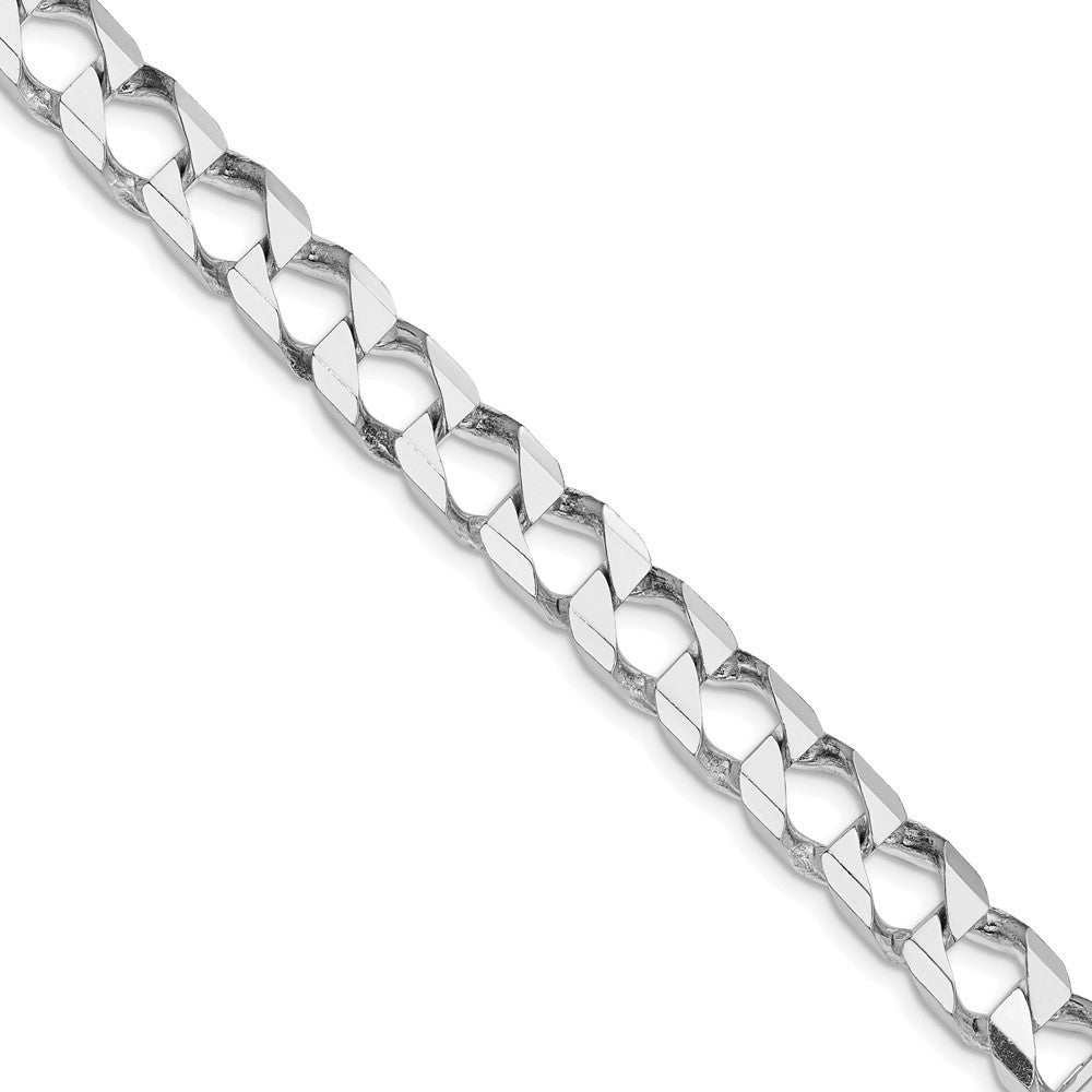 Sterling Silver Rhodium-plated Diamond-Cut Square Curb Chain Necklace 20"