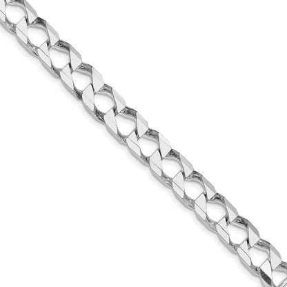 Sterling Silver Rhodium-plated Diamond-Cut Square Curb Chain Necklace 20"