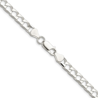 Sterling Silver 5.75mm Diamond-Cut Square Curb Chain Necklace 20"