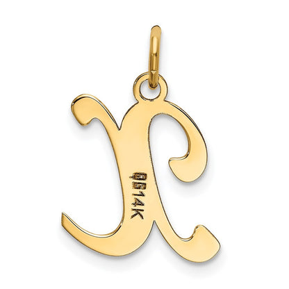 14k Yellow Gold Script Letter X Initial Charm Pendant