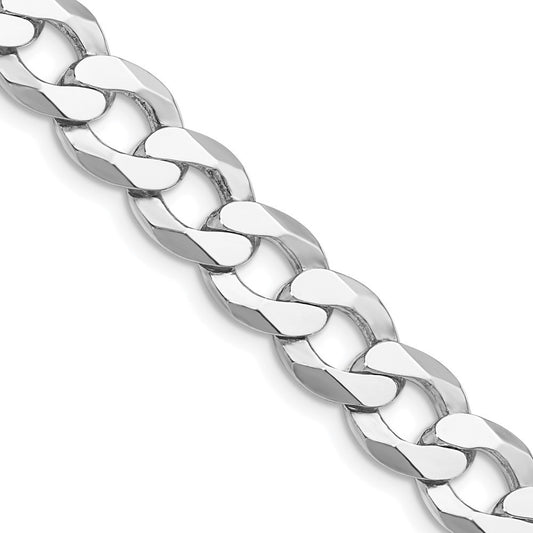 Sterling Silver Rhodium-plated 9.75mm Flat Curb Chain Necklace 26"