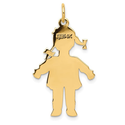 14k Yellow Gold Plain Polished Large Girl Charm Pendant
