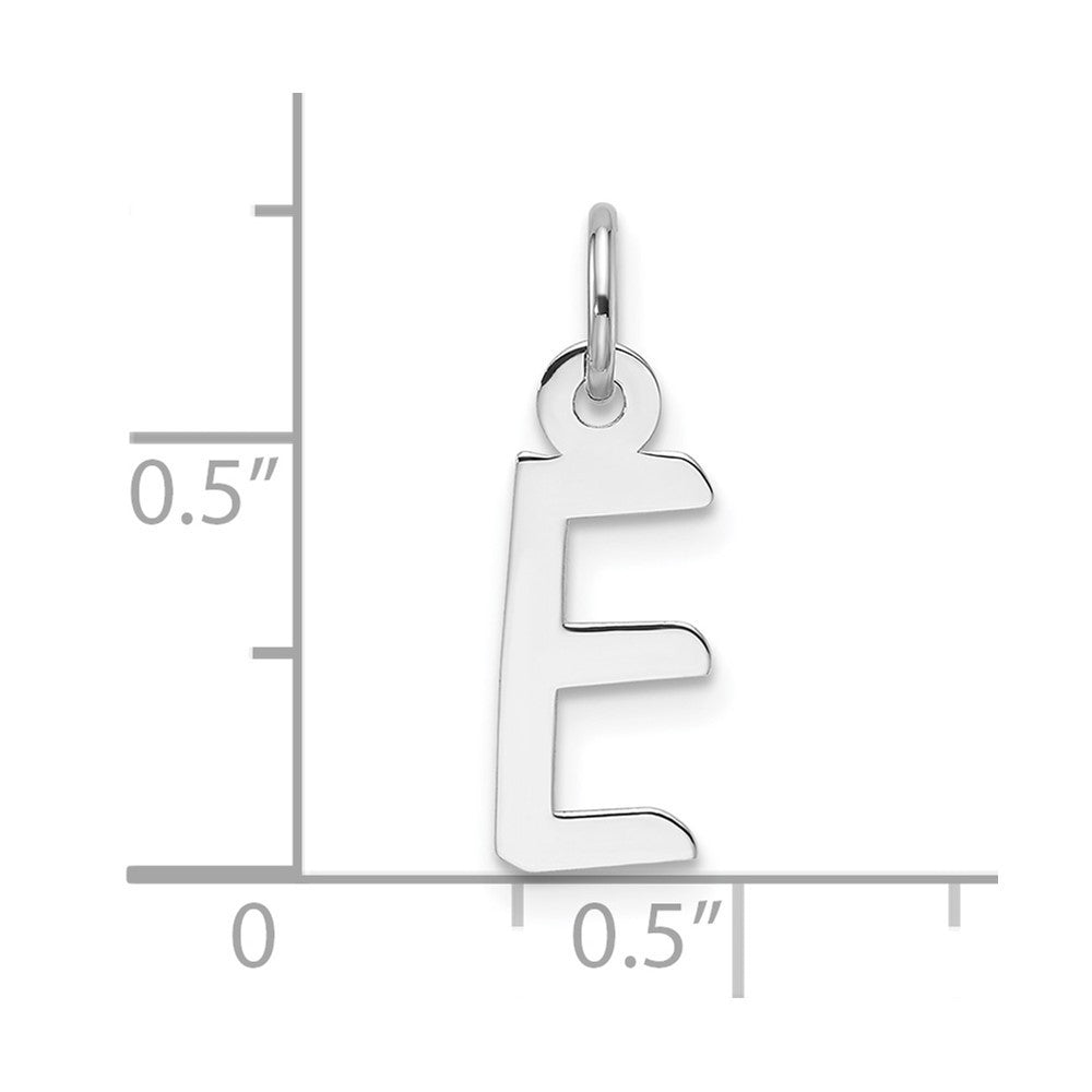 14k White Gold Slanted Block Letter E Initial Charm Pendant