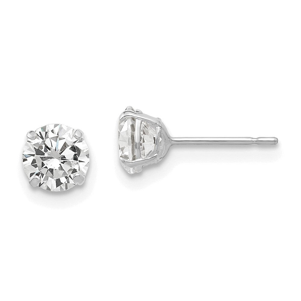 14k White Gold 5mm Round Cubic Zirconia Stud Earrings