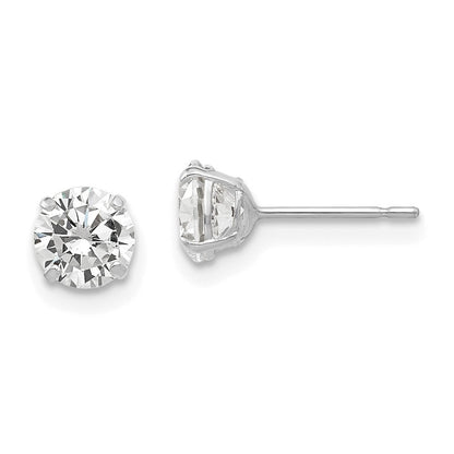 14k White Gold 5mm Round Cubic Zirconia Stud Earrings