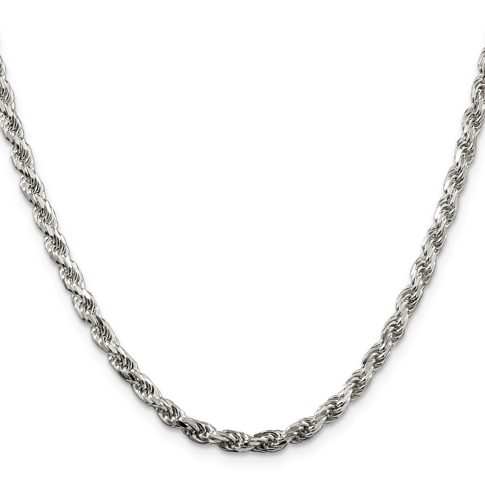 Sterling Silver 3.75mm Diamond-cut Rope Chain Necklace 24"