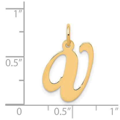 14k Yellow Gold Medium Fancy Script Letter V Initial Charm Pendant