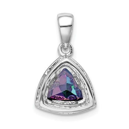 Sterling Silver Rhod-plated Trillion Mystic Fire White Topaz Pendant